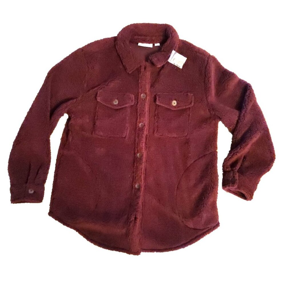 Small Sherpa Shacket Jacket Shirt Top SophistiChic Bordeaux Belle by Kim Gravel